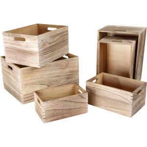 Sada 6 dřevěných úložných boxů Legler Wooden