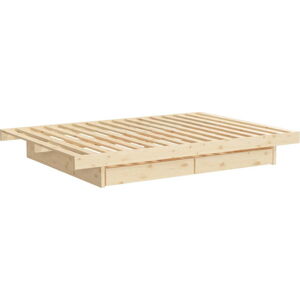 Dvoulůžková postel z borovicového dřeva s úložným prostorem 140x200 cm – Karup Design
