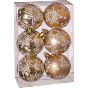 Sada 6 vánočních ozdob ve zlaté barvě Unimasa Estrellas, ø 5 cm