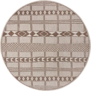 Hnědo-béžový venkovní koberec Ragami Madrid, ø 120 cm