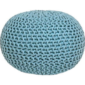 Tyrkysový pletený puf LABEL51 Knitted, ⌀ 50 cm