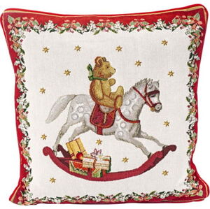 Červeno-bílý bavlněný dekorativní polštář s vánočním motivem Villeroy & Boch, 45 x 45 cm