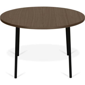 Konferenční stolek v dekoru ořechového dřeva s černými nohami TemaHome Ply, ø 70 cm