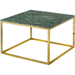 Konferenční stolek s podnožím ve zlaté barvě a zelenou mramorovou deskou RGE Accent