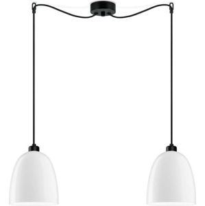 Bílé dvojité lesklé stropní svítidlo s černým kabelem Sotto Luce Awa