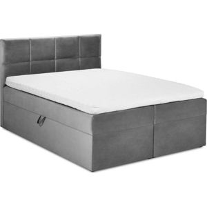 Šedá sametová dvoulůžková postel Mazzini Beds Mimicry, 200 x 200 cm