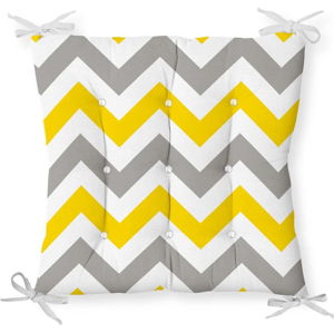 Podsedák na židli Minimalist Cushion Covers Gray Yellow Zigzag, 40 x 40 cm
