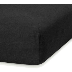 Černé elastické prostěradlo s vysokým podílem bavlny AmeliaHome Ruby, 200 x 160-180 cm