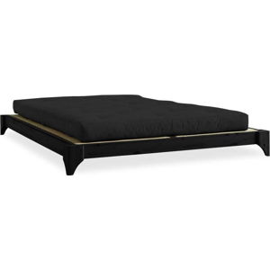 Dvoulůžková postel z borovicového dřeva s matrací a tatami Karup Design Elan Comfort Mat Black/Black, 160 x 200 cm