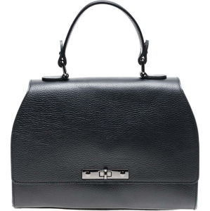 Černá kožená kabelka s popruhem Carla Ferreri