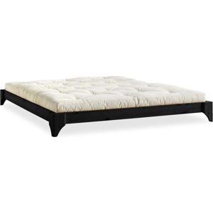 Dvoulůžková postel z borovicového dřeva s matrací Karup Design Elan Double Latex Black/Natural, 160 x 200 cm