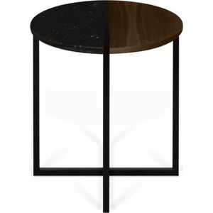 Konfereční stolek s deskou z ořechového dřeva a mramoru TemaHome Sonata, ø 50 cm