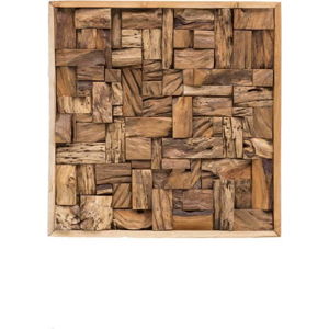 Nástěnná dekorace z recyklovaného teakového dřeva WOOX LIVING City, 70 x 70 cm