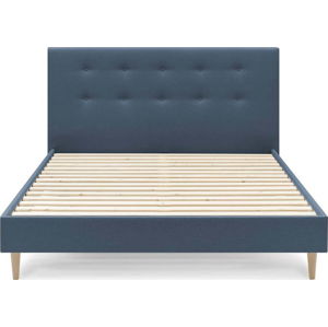 Modrá dvoulůžková postel Bobochic Paris Rory Light. 160 x 200 cm