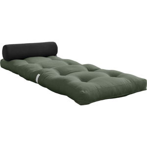 Zelenošedá futonová matrace 70x200 cm Wrap Olive Green/Dark Grey – Karup Design
