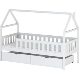 Bílá domečková dětská postel s úložným prostorem 80x200 cm Domi - Lano Meble