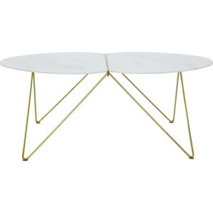 Konferenční stolek s dekorem mramoru a podnožím ve zlaté barvě RGE Ant