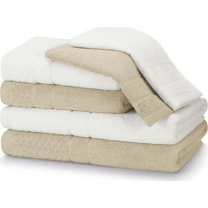 Bílo-béžové froté bavlněné ručníky a osušky v sadě 6 ks Rubrum – AmeliaHome
