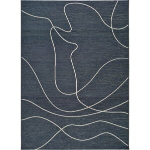 Tmavě modrý venkovní koberec s příměsí bavlny Universal Doodle, 154 x 230 cm