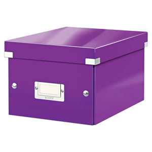Fialový kartonový úložný box s víkem Click&Store - Leitz