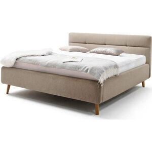 Béžová čalouněná dvoulůžková postel s úložným prostorem s roštem 140x200 cm Lotte - Meise Möbel