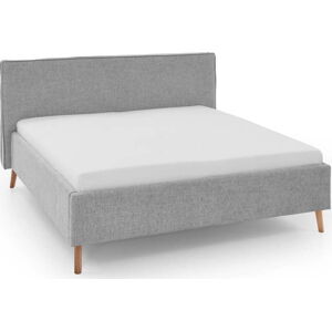 Světle šedá čalouněná dvoulůžková postel s úložným prostorem s roštem 180x200 cm Riva – Meise Möbel