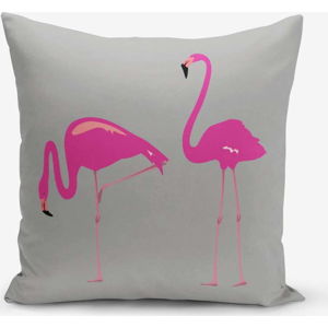Povlak na polštář s příměsí bavlny Minimalist Cushion Covers Flamingos, 45 x 45 cm