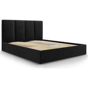 Černá čalouněná dvoulůžková postel s úložným prostorem s roštem 180x200 cm Juniper – Mazzini Beds