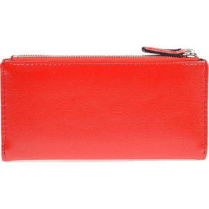 Červená koženková peněženka Carla Ferreri, 10.5 x 19 cm
