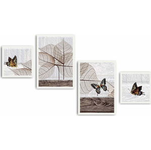 Vícedílný obraz Leaves and Butterfly, 136 x 75 cm