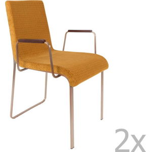 Sada 2 žlutých židlí s područkami Dutchbone Fiore