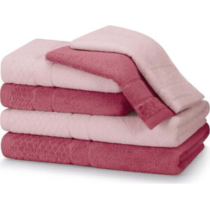 Růžové froté bavlněné ručníky a osušky v sadě 6 ks Rubrum – AmeliaHome