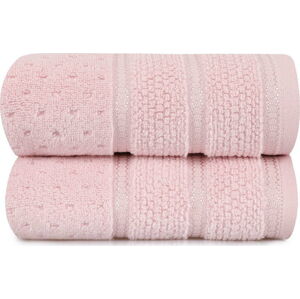 Sada 2 růžových bavlněných ručníků Hobby Arella, 50 x 90 cm