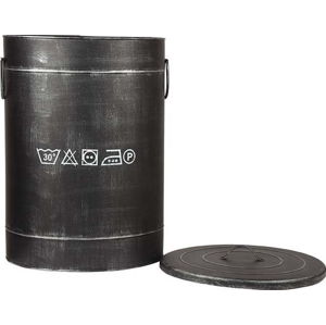 Černý kovový koš na špinavé prádlo LABEL51, ⌀ 40 cm