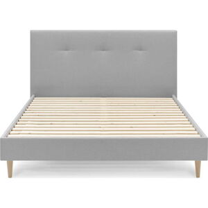 Světle šedá čalouněná dvoulůžková postel s roštem 180x200 cm Tory – Bobochic Paris