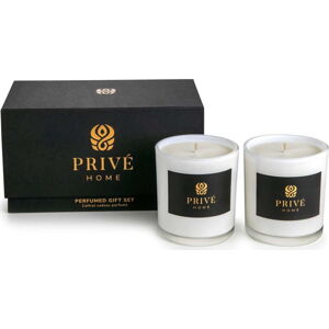 Sada 2 bílých vonných svíček Privé Home Mûre-Musc/Rose Pivoine