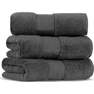 Sada 3 antracitově šedých bavlněných ručníků L'appartement Chicago, 50 x 90 cm