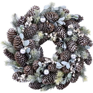 Stříbrný vánoční přírodní věnec Ego Dekor Pine, ø 30 cm