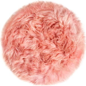 Růžový podsedák z ovčí kožešiny na jídelní židli Royal Dream Zealand Round, ⌀ 35 cm