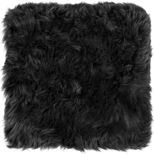 Černý podsedák z ovčí kožešiny na jídelní židli Royal Dream Zealand, 40 x 40 cm