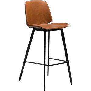 Koňakově hnědá barová židle z eko kůže DAN–FORM Denmark Swing, výška 105 cm