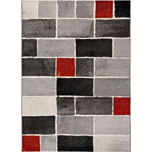 Šedo-červený koberec Universal Lucy Dice, 140 x 200 cm