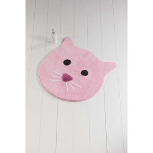 Růžová koupelnová předložka Cat, ⌀ 90 cm