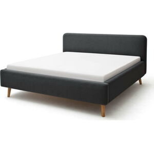 Tmavě šedá čalouněná dvoulůžková postel s úložným prostorem s roštem 180x200 cm Mattis – Meise Möbel