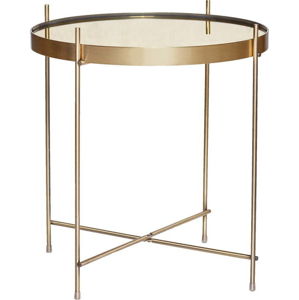 Odkládací stolek zlaté barvy se zrcadlovou deskou Hübsch Dorotea, ø 43 cm