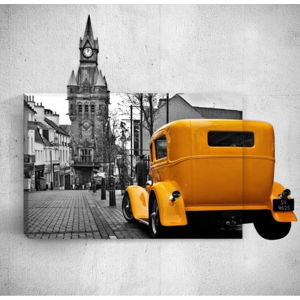 Nástěnný 3D obraz Mosticx Yellow Retro Car In City, 40 x 60 cm