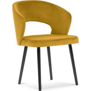 Žlutá jídelní židle se sametovým potahem Windsor & Co Sofas Elpis