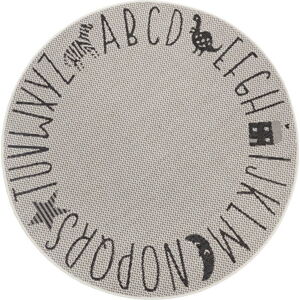 Černo-šedý dětský koberec Ragami Letters, ø 120 cm