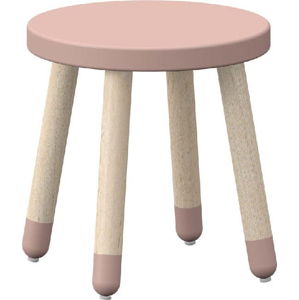 Růžová dětská stolička s nohami z jasanového dřeva Flexa Play, ø 30 cm