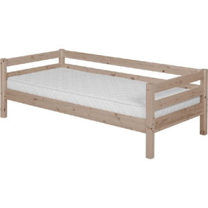 Hnědá dětská postel z borovicového dřeva s boční lištou Flexa Classic, 90 x 200 cm